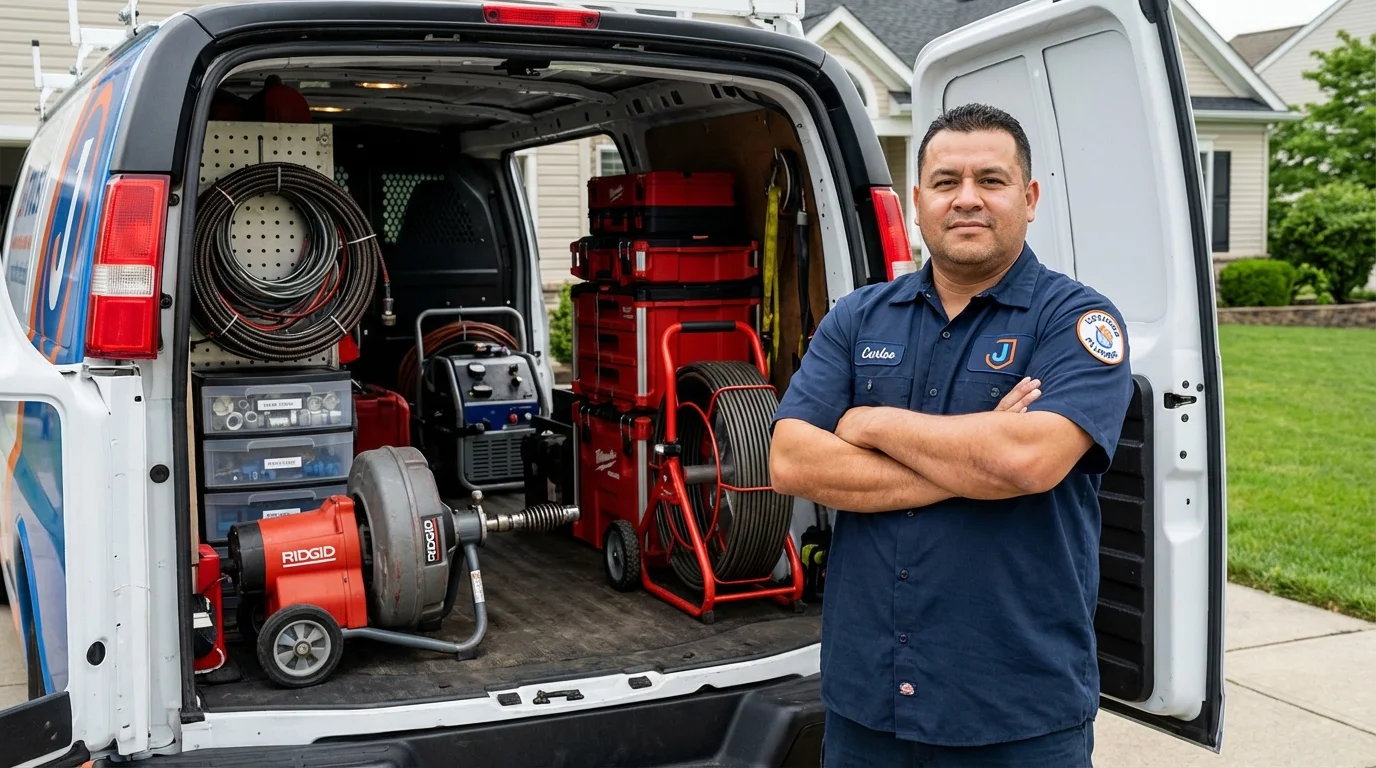 Professional drain cleaning equipment and Johns Plumbing LLC plumber in Manitowoc
