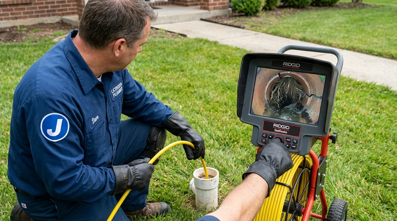 Sewer camera inspection being performed by Johns Plumbing LLC in Manitowoc