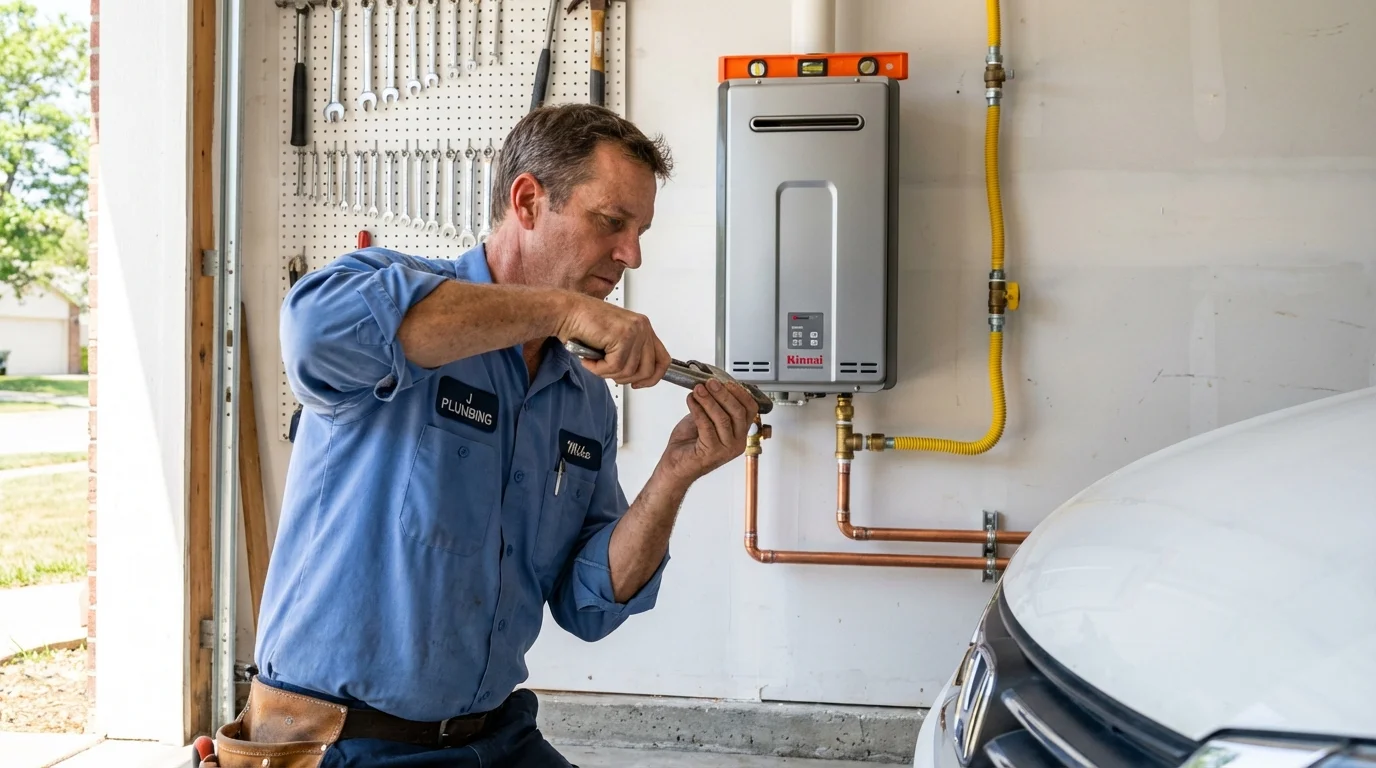 Tankless water heater installation by a Johns Plumbing LLC plumber in Manitowoc